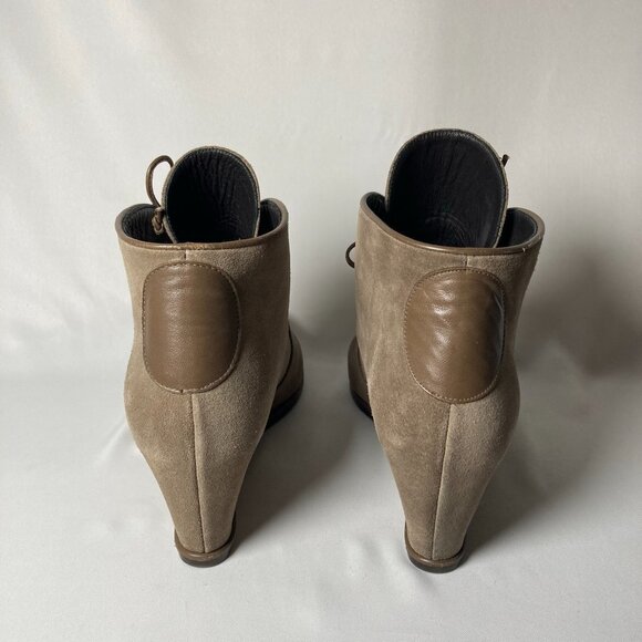 Stuart Weitzman Taupe Suede Hidden-Wedge Lace-Up Boot - Picture 6 of 8